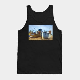 Fishing Boats On The Beach Digital Art Tank Top